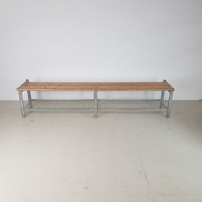 Vintage Wire Mesh And Wood Shoe Rack Bench For Sale At Pamono