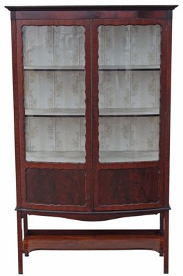 Large Antique Edwardian Mahogany Bow Front Display Cabinet For