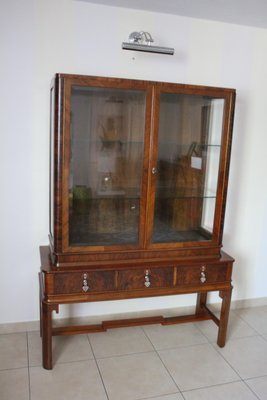 Large French Art Deco Walnut Display Cabinet 1930s For Sale At Pamono