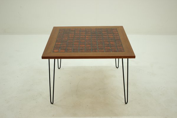 Teak And Ceramic Coffee Table On Hairpin Legs 1960s For Sale At