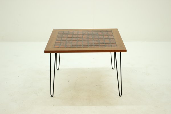 Teak And Ceramic Coffee Table On Hairpin Legs 1960s For Sale At