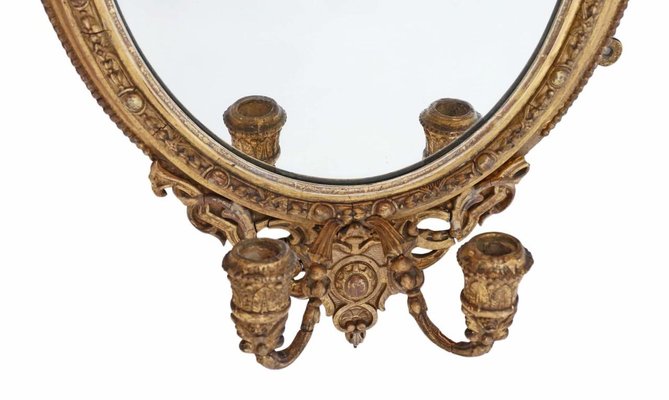 Antique Gilt Girandole Wall Mirrors Set Of 2