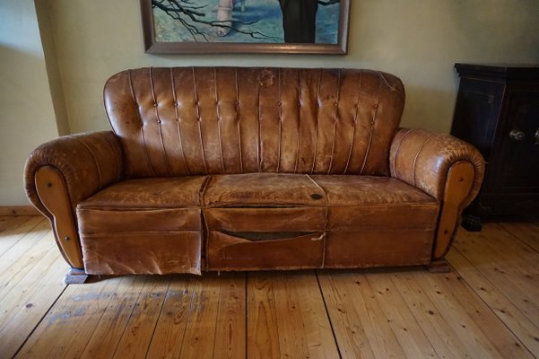 Vintage Distressed Leather Club Sofa For At Pamono Vintage Distressed Leather Club Sofa 1