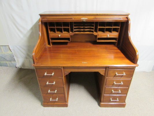 American Walnut Roll Top Desk From The City Desk Company 1890s