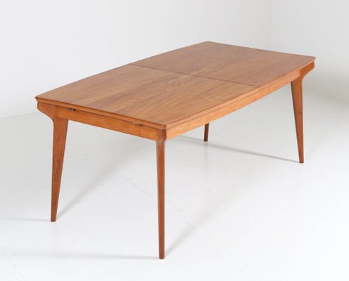 Mid Century Modern Belgian Teak Extendable Dining Room Table 1950s Mid Century Modern Belgian Teak Extendable Dining Room Table 1950s
