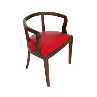 French Art Deco Armchair In Brown Walnut By Jules Leleu 1920s For