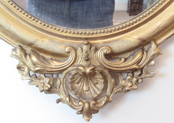 Antique French Giltwood Oval Wall Mirror For At Pamono Antique French Giltwood Oval Wall