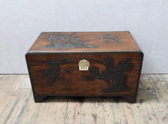 Carved Camphor Wood Chest 1920s Carved Camphor Wood Chest 1920s