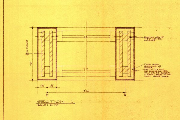 Illuminated Wall Details Blue Print By Ludwig Mies Van Der Rohe