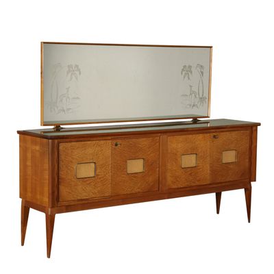 Mahogany And Burl Veneer Mirrored Buffet 1950s For At Pamono Burl Veneer Mirrored Buffet 1950s