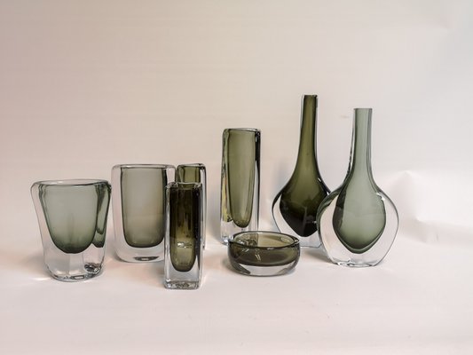 Vintage Sommerso Dusk Vases By Nils Landberg For Orrefors Set