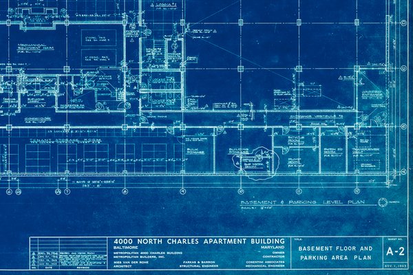 Blueprint Of 4000 N Charles Baltimore By Mies Van Der Rohe 1964
