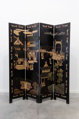 Mid Century Chinese Black Lacquer Screen For At Pamono Mid Century Chinese Black Lacquer Screen 1
