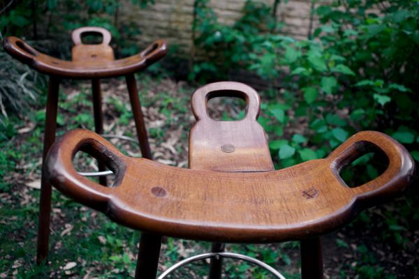 Spanish Marbella Solid Wood Stools 1960s Set Of 2 For Sale At Pamono