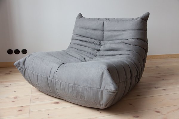 Grey Microfiber Togo Lounge Chair by Michel Ducaroy for Ligne