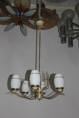 Italian Mid Century Modern Murano Glass Chandelier with Geometric Design, 1960s Italian Mid Century Modern Murano Glass Chandelier with Geometric Design, 1960s