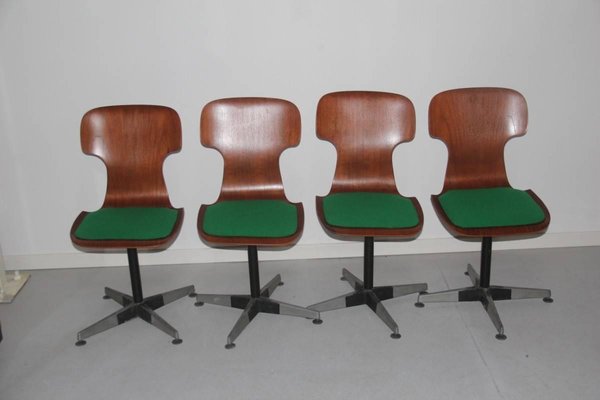 Vintage Bentwood Desk Chairs By Carlo Ratti 1950s Set Of 4 For