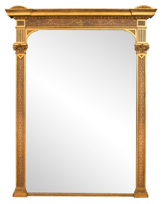 Painted Overmantle Mirror 1800s, Antique Brass Over Mantle Mirror
