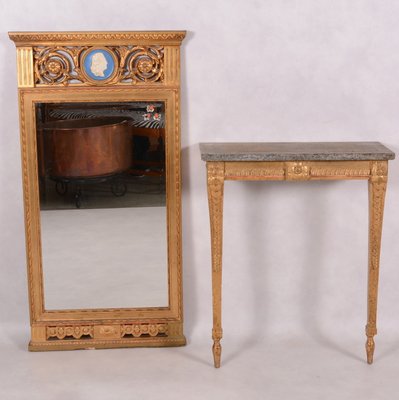 Antique Gustavian Console Table Mirror Set