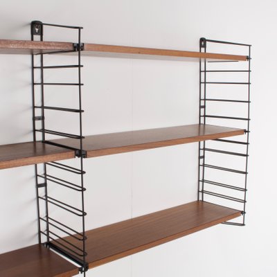 Mid Century Teak Metal Wall Shelving Unit By A D Dekker For