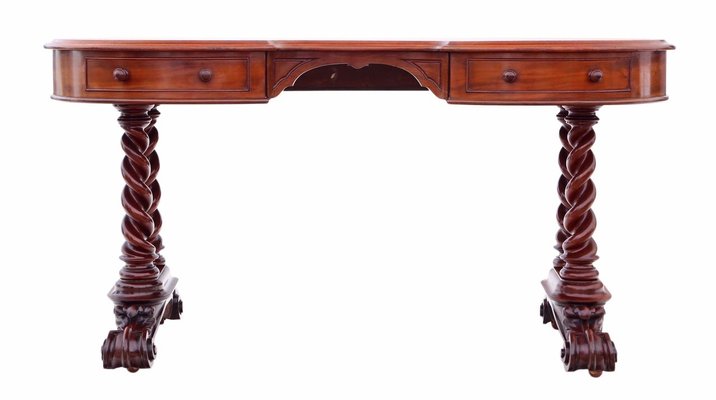 Antique Victorian Mahogany Kidney Dressing Or Writing Table 1870s