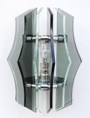 Midcentury Italian Smoked Glass Wall Lights From Veca 1970s Set Midcentury Italian Smoked Glass Wall