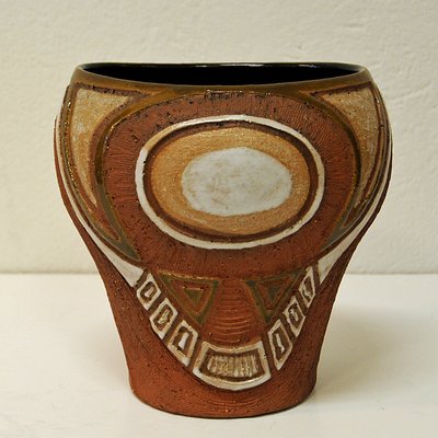 Rustic Ceramic Vase By N Karlsen For Hank Keramikk 1950s For