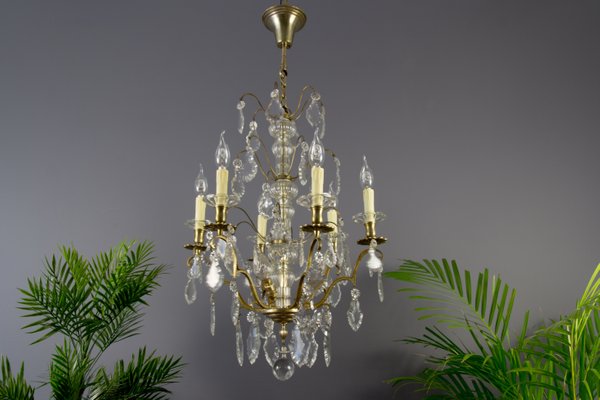 19th Century French Brass Crystal Chandelier For At Pamono
