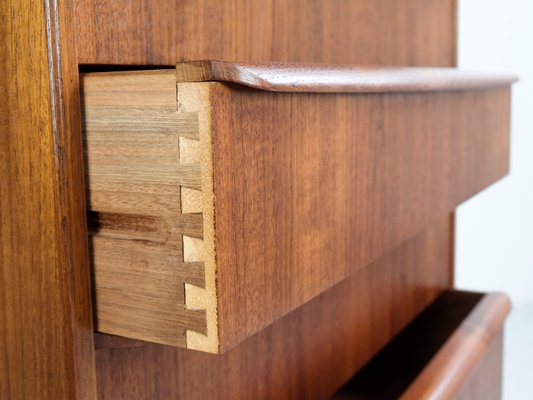 Vintage Danish Teak Chest Of 6 Drawers With Long Drawer Handles 1960s