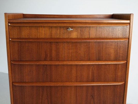 Vintage Danish Teak Chest Of 6 Drawers With Long Drawer Handles 1960s