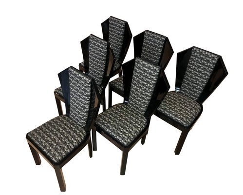 Art Deco Dining Room Chairs France, Black Dining Room Chairs With Cushion