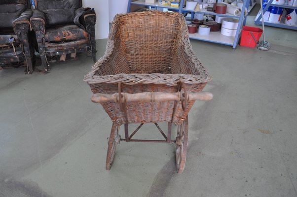Wicker Wood Pram, 1930s for sale at Pamono