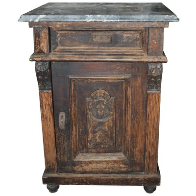 Antique German Marble Top Nightstand Or End Table