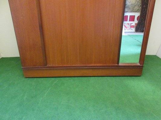 Vintage Teak Wardrobe With Sliding Door And Mirror For Sale At Pamono
