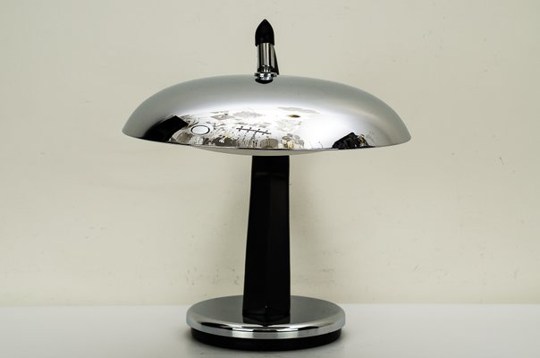 Black And Chrome Table Lamp From Fase 1960s