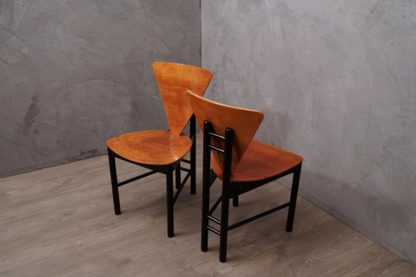 Mid Century Italian Triangular Shaped Side Chairs 1950s Set Of 2