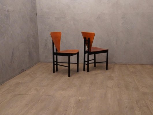 Mid Century Italian Triangular Shaped Side Chairs 1950s Set Of 2