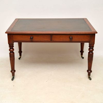 Large Antique Victorian Mahogany Leather Top Writing Table For Large Antique Victorian Mahogany Leather Top Writing Table 1