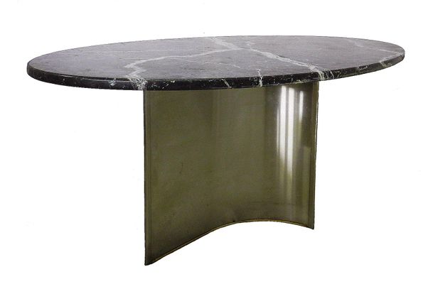 Vintage Metal Marble Steel Dining Table 1970s