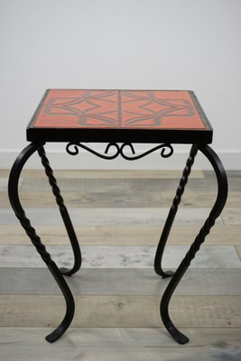 Wrought Iron Ceramic Side Table 1950s For Sale At Pamono