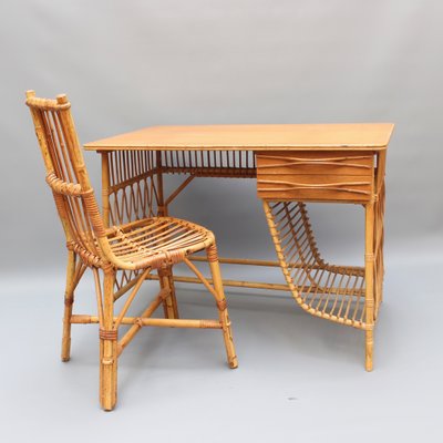 Rattan Desk Chair By Louis Sognot 1950s For Sale At Pamono