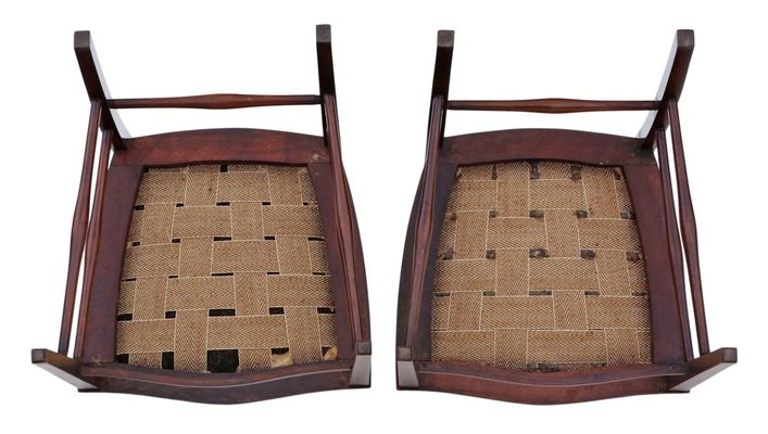 Antique Edwardian Mahogany Needlepoint Chairs Set of 2 for sale