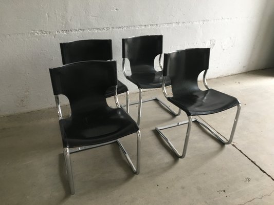 Mid Century Modern Italian Chrome And, Italian Leather Chairs