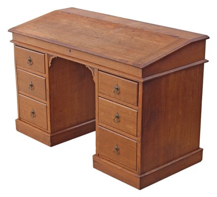 Antiker Viktorianischer Arts Crafts Schreibtisch Aus Eiche Bei