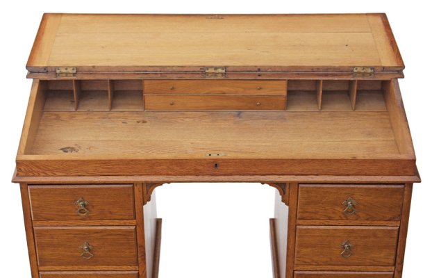 Antiker Viktorianischer Arts Crafts Schreibtisch Aus Eiche Bei