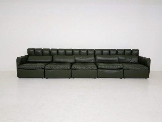 Large German Dark Green Leather Modular Sofa Set 1960s For At Large German Dark Green Leather Modular Sofa Set 1960s 1