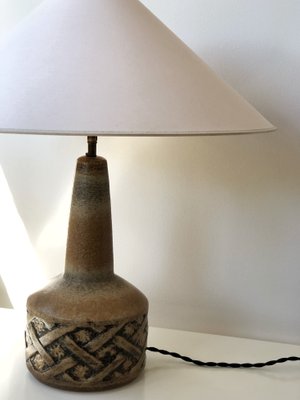 Large Brown Ceramic Table Lamp From Søholm 1960s
