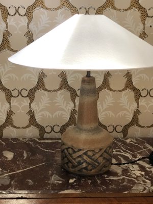 Large Brown Ceramic Table Lamp From Søholm 1960s