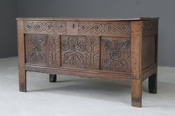 Antique Carved Oak Coffer For At Pamono Antique Carved Oak Coffer For At