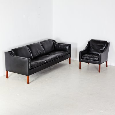 Model 2213 Leather Living Room Set By Børge Mogensen For Fredericia 1962 For Sale At Pamono